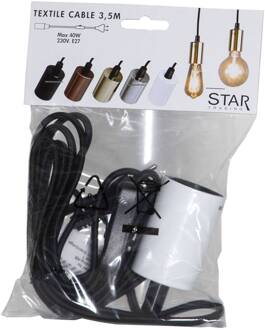 Star Trading E27-fitting stijl met kabel, wit zwart, wit