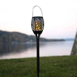 Star Trading Flame LED lamp op zonne-energie, drie gebruiksmogelijkheden, 42 cm zwart, geel