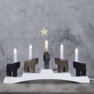 Star Trading Kandelaar Staffans fålar, bruin/wit wit, bruin, zwart