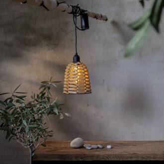 Star Trading LED buiten hanglamp Twine bruin kunststof Ø 15cm batterij licht hout
