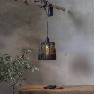 Star Trading LED buiten hanglamp Twine zwart plastic Ø 15cm batterij