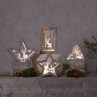 Star Trading LED-decoratie ster Fauna van hout, hoogte 24 cm hout donker, hout licht