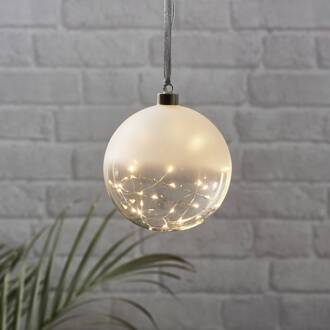 Star Trading LED-decoratiebol Glow frosted/helder Ø 15 cm frosted, transparant, zilver