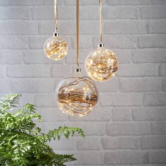 Star Trading LED-decoratiebol Glow helder, rotan Ø 15 cm transparant, zilver, bruin