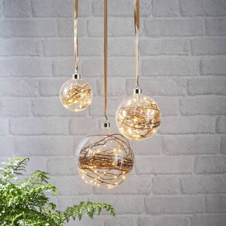 Star Trading LED-decoratiebol Glow helder, rotan Ø 20 cm transparant, zilver, bruin