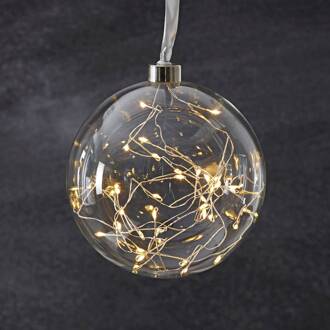 Star Trading LED-decoratiebol Glow van glas, Ø 15 cm helder transparant, zilver