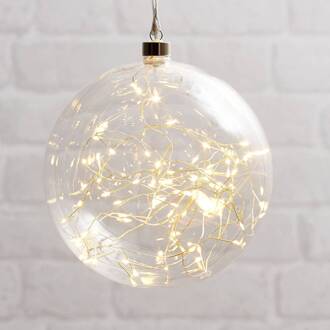Star Trading LED-decoratiebol Glow van glas, Ø 20 cm helder transparant, zilver