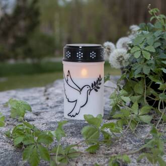 Star Trading LED graflicht Duif, wit/zwart kunststof 12,5 cm batterij wit, zwart