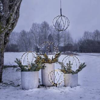 Star Trading LED grondspies lamp Bol, Ø 30 cm, zwart metalen batterij