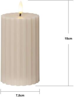 Star Trading LED kaars Flame Stripe beige 15cm echte was op batterijen