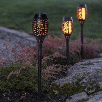 Star Trading LED lamp op zonne-energie Flame Mini per set van 3 zwart