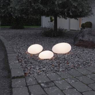 Star Trading LED lamp op zonne energie Globy steenvorm 26,5 cm wit