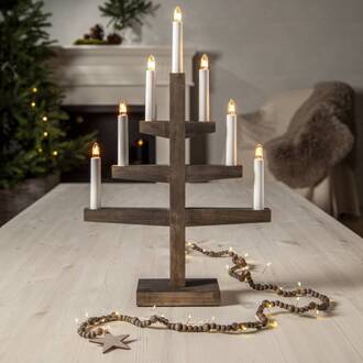 Star Trading LED lichtketting Beady, bruin, houten kralen, 150 cm, batterij