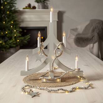 Star Trading LED lichtketting Beady, grijs, houten kralen, 150 cm, batterij