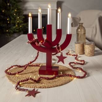 Star Trading LED lichtketting Beady, rood, houten kralen, 150 cm, batterij