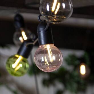 Star Trading LED lichtketting Fiesta, batterijvoeding, bont zwart, rookgrijs, pink, groen