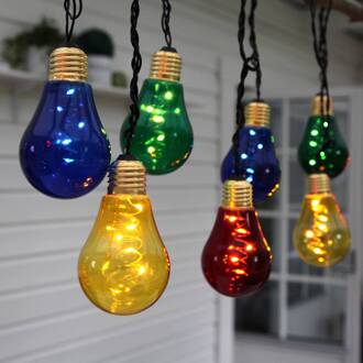 Star Trading LED lichtketting Glow met 10 bonte lichtbronnen zwart, messing, kleurrijk