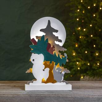 Star Trading LED sfeerlamp Forest Friends ijsbeer wasbeer bruin, groen, wit, rood