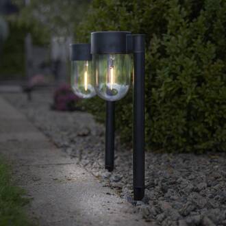Star Trading LED sokkellamp op zonne-energie Cupola set van 2 zwart, transparant