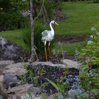 Star Trading LED solarlamp Heron als reiger-figuur wit, grijs, oranje
