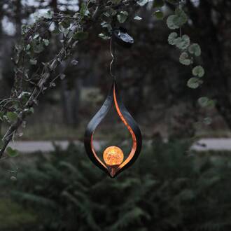 Star Trading LED solarlamp Melilla om te hang zwart, oranje