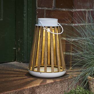 Star Trading LED tafellamp op zonne-energie Catania berkenhout beige, wit