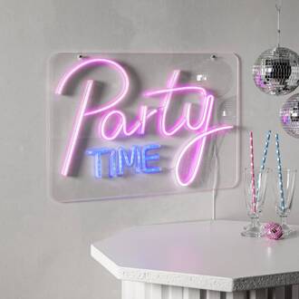 Star Trading LED wandlamp Party Time, roze/wit plexiglas 48 x 36 cm USB transparant