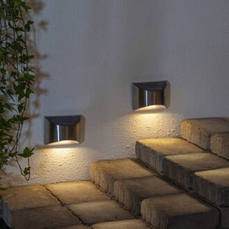 Star Trading LED-zonnelamp voor aan de muur Wally, zilver, set van 2 zilver, transparant