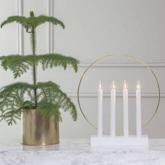Star Trading Raam kandelaar Glossy, ring, 4-lamps, wit wit, messing