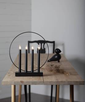 Star Trading Raam kandelaar Glossy, ring, 4-lamps, zwart