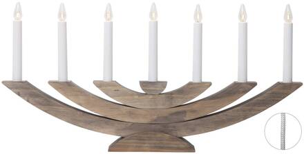 Star Trading Raam kandelaar Navida, hout, 7-lamps, bruin bruin, wit