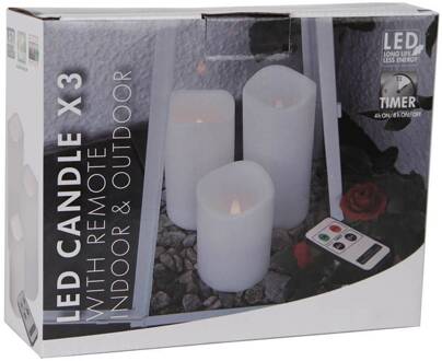 Star Trading Set van drie LED kaarsen voor buitenshuis wit