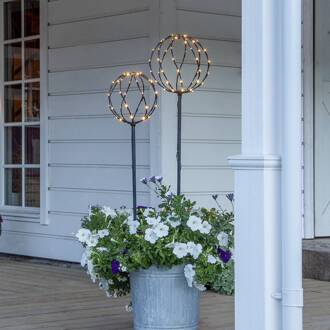 Star Trading Sphere LED grondspies lamp, zwart, metaal, set van 2
