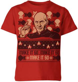 Star Trek: The Next Generation Make It So Kids' Christmas T-Shirt - Red - 110/116 (5-6 jaar) Rood