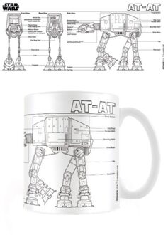 Star Wars AT-AT schets mok (Wit/zwart) - One Size