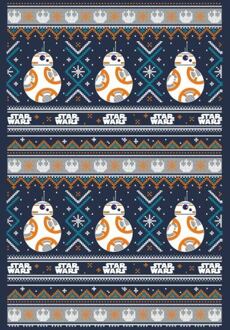 Star Wars BB-8 Pattern Dames kerst T-shirt - Navy - L Blauw