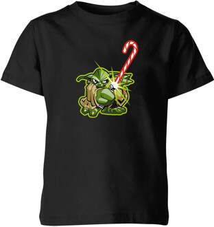 Star Wars Candy Cane Yoda Kids' Christmas T-Shirt - Black - 110/116 (5-6 jaar) Zwart - S