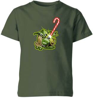 Star Wars Candy Cane Yoda Kids' Christmas T-Shirt - Forest Green - 98/104 (3-4 jaar) - XS