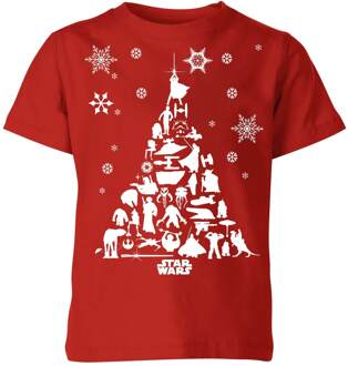 Star Wars Character Christmas Tree Kids' Christmas T-Shirt - Red - 134/140 (9-10 jaar) Rood - L