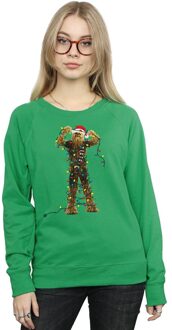 Star Wars Dames/Dames Chewbacca Kerstverlichting Sweatshirt (Iers Groen) - 2XL