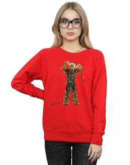 Star Wars Dames/Dames Chewbacca Kerstverlichting Sweatshirt (Rood)
