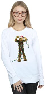 Star Wars Dames/Dames Chewbacca Kerstverlichting Sweatshirt (Wit) - L