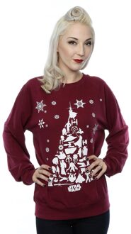 Star Wars Dames/Dames Kerstboom Sweatshirt (Bourgondië) Bourgogne