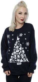 Star Wars Dames/Dames Kerstboom Sweatshirt (Deep Navy) - maat XS Blauw