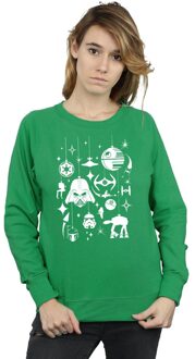 Star Wars Dames/Dames Kerstversieringen Sweatshirt (Iers Groen) - maat XL
