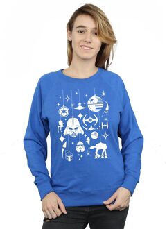 Star Wars Dames/Dames Kerstversieringen Sweatshirt (Koningsblauw) - maat XL