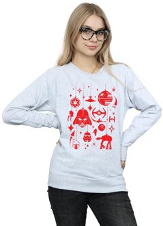 Star Wars Dames/Dames Kerstversieringen Sweatshirt (Sportgrijs) - maat L Lichtgrijs