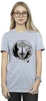 Star Wars Dames/Dames Obi-Wan Kenobi Fractured Logo's Katoenen Vriendje T-shirt (Sportgrijs) Lichtgrijs - 2XL