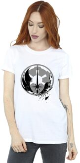 Star Wars Dames/Dames Obi-Wan Kenobi Fractured Logo's Katoenen Vriendje T-shirt (Wit) - S
