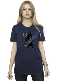 Star Wars Dames/Dames Obi-Wan Kenobi Jedi Knight Katoenen Vriendje T-shirt (Marineblauw) - maat 2XL Navy